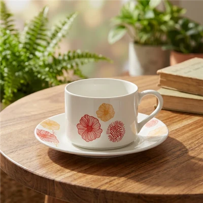 Conjunto de xícara e pires de cerâmica para café e chá com vários padrões